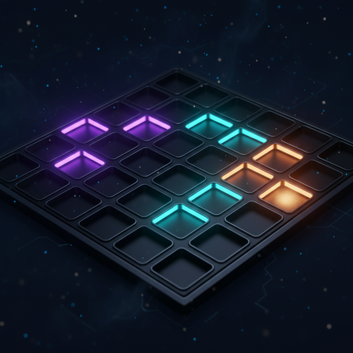 Showcase della board di gioco di Pattern Memory con celle illuminate in sequenza